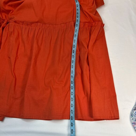 St Roche Kite Dress Tiered Crochet Detail Midi Orange Organic Cotton Size 4 - Picture 8 of 15